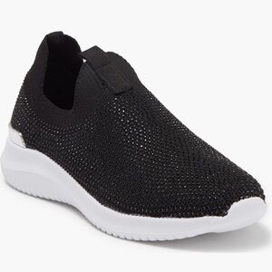 Anne Klein Slip-On Black Rhinestone Sneakers